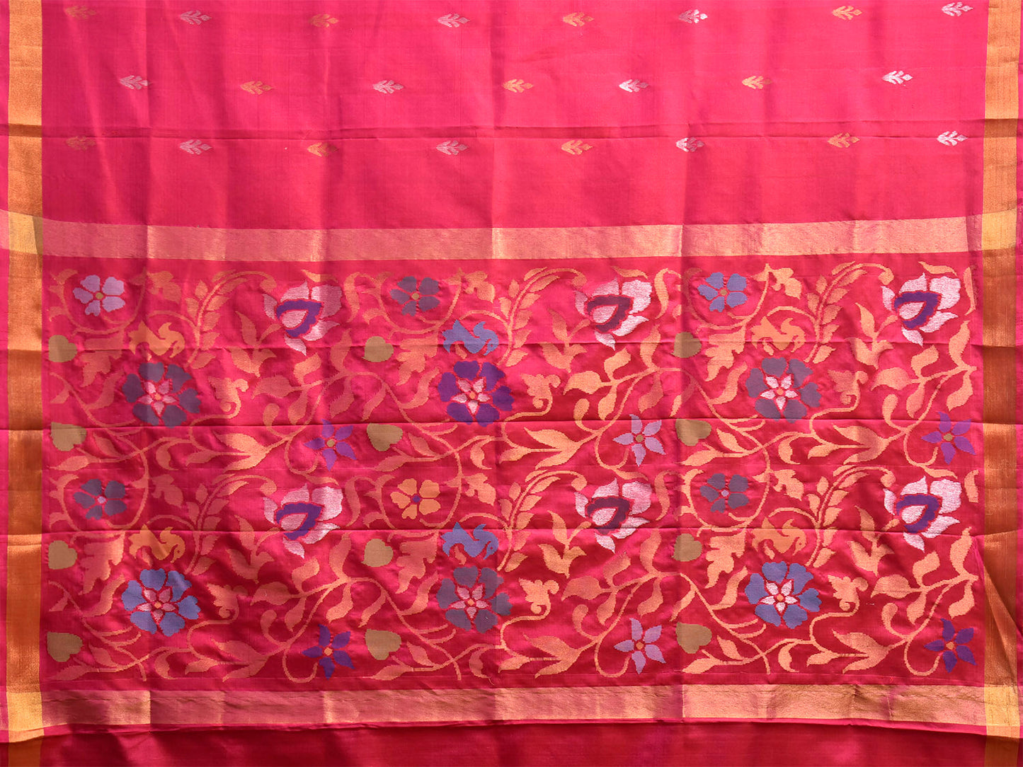 Pink Uppada Silk Handloom Saree with Floral Pallu Design u2492