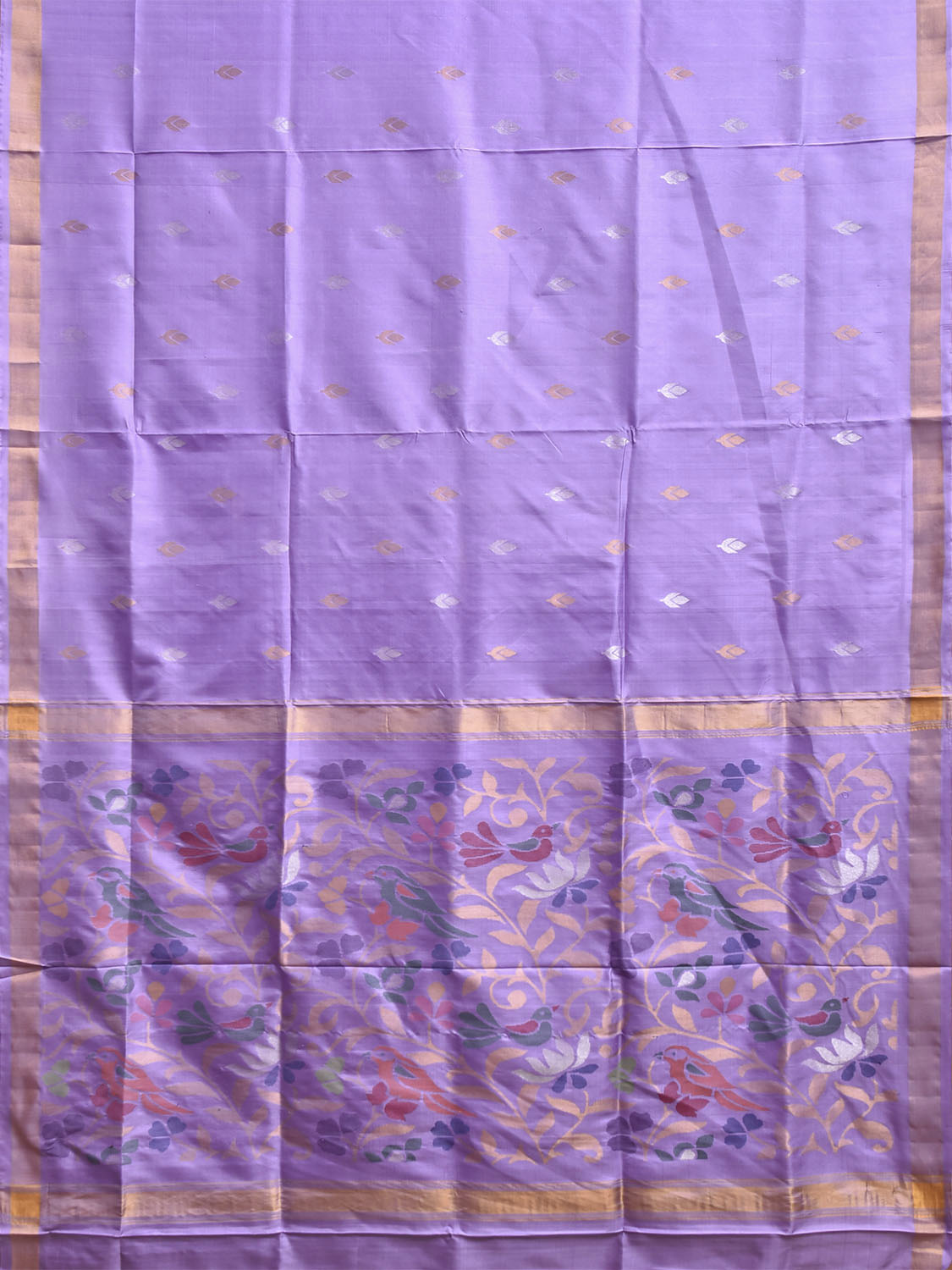 Lavender Uppada Silk Handloom Saree with Birds and Floral Design u2493