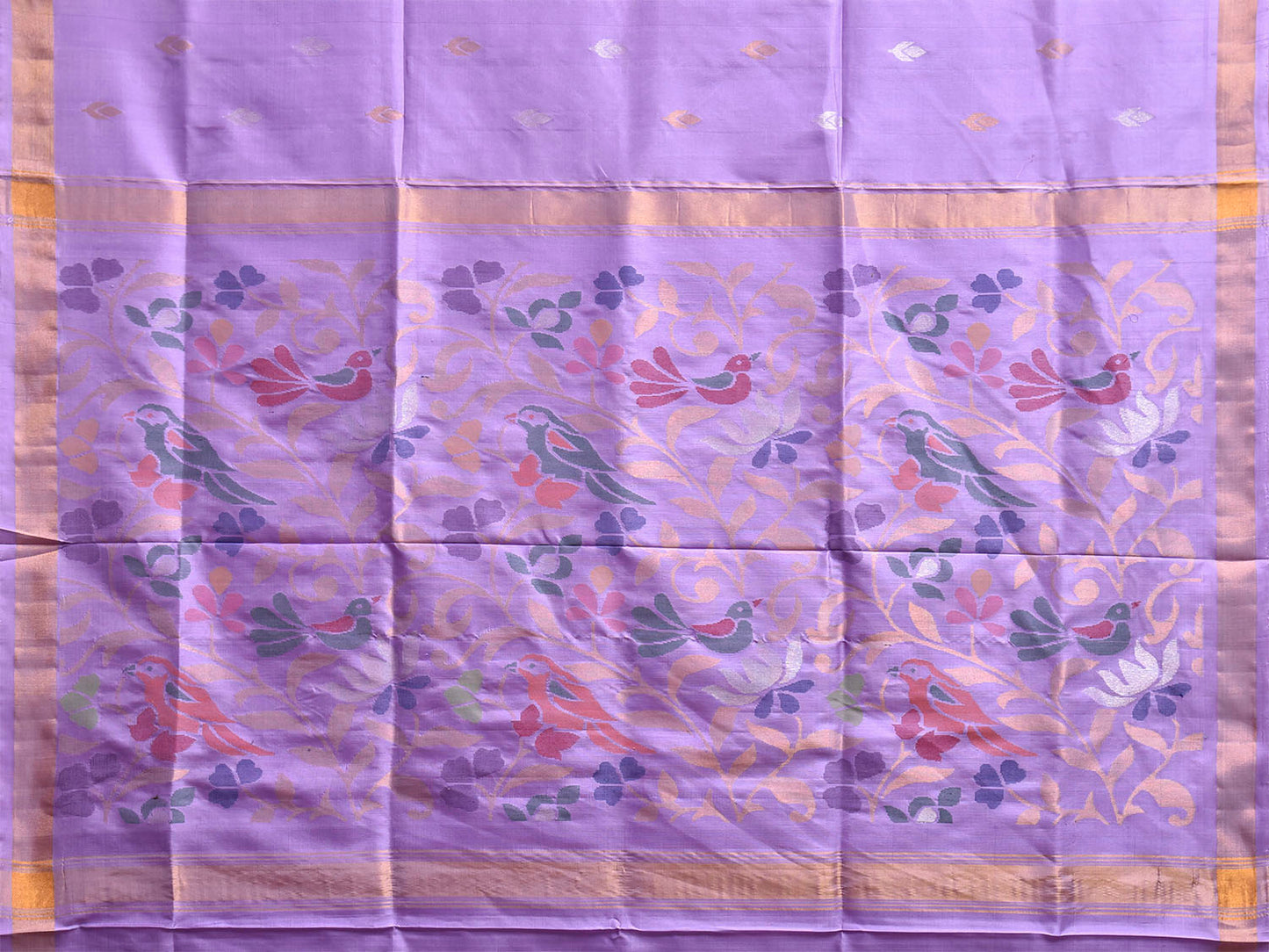 Lavender Uppada Silk Handloom Saree with Birds and Floral Design u2493