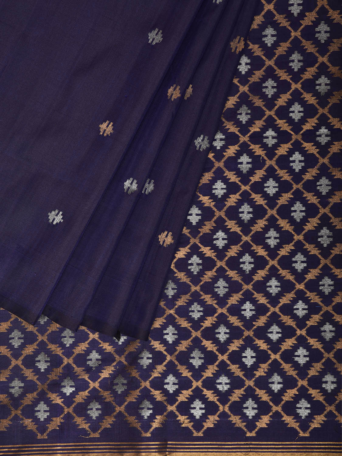 Navy Uppada Silk Handloom Saree with Jamdani Pallu Design u2496