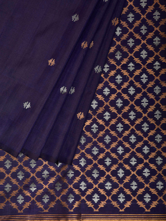Navy Uppada Silk Handloom Saree with Jamdani Pallu Design u2496