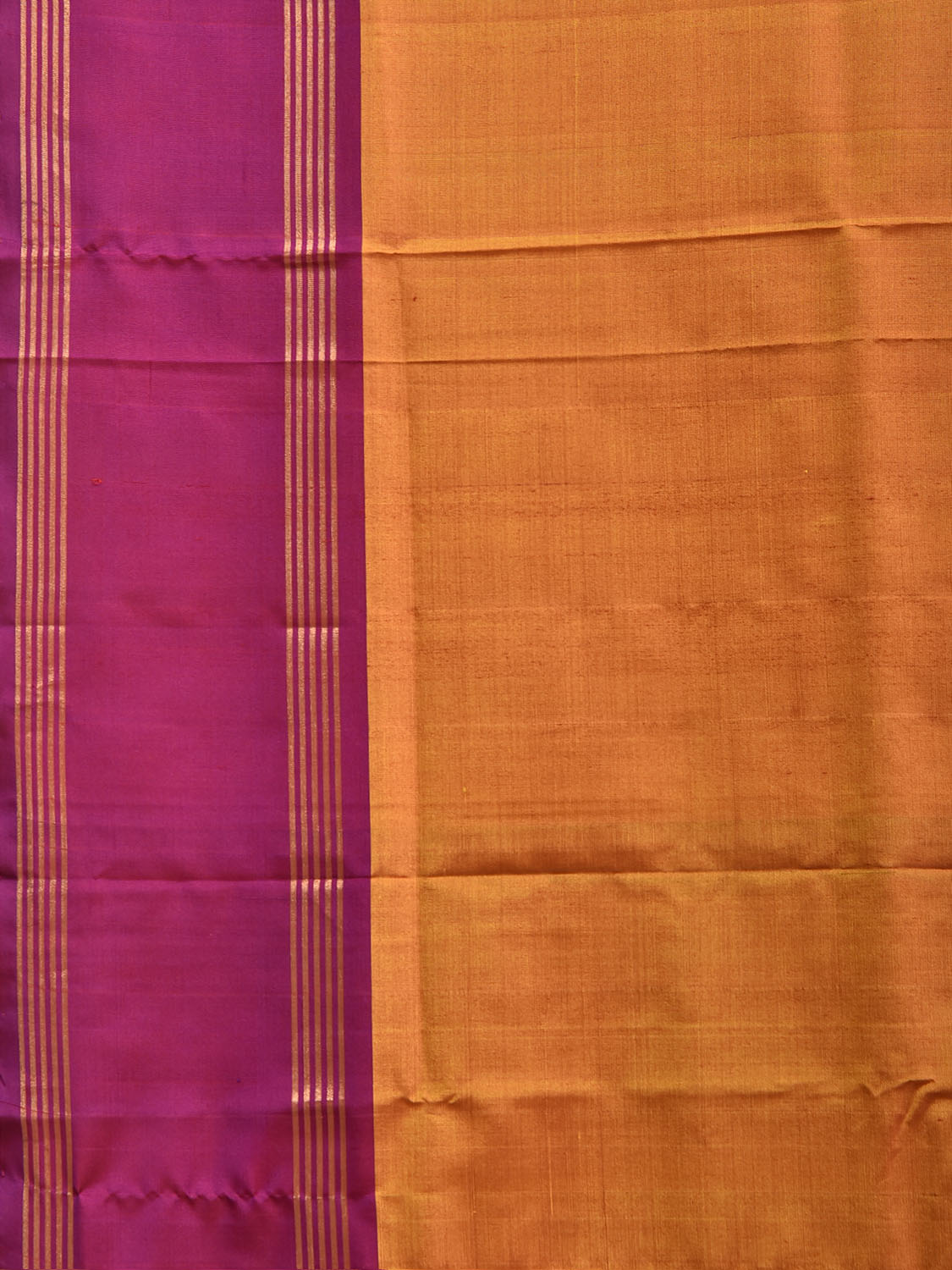 Orange and Pink Uppada Silk Handloom Plain Saree with Contrast Pallu Design u2502