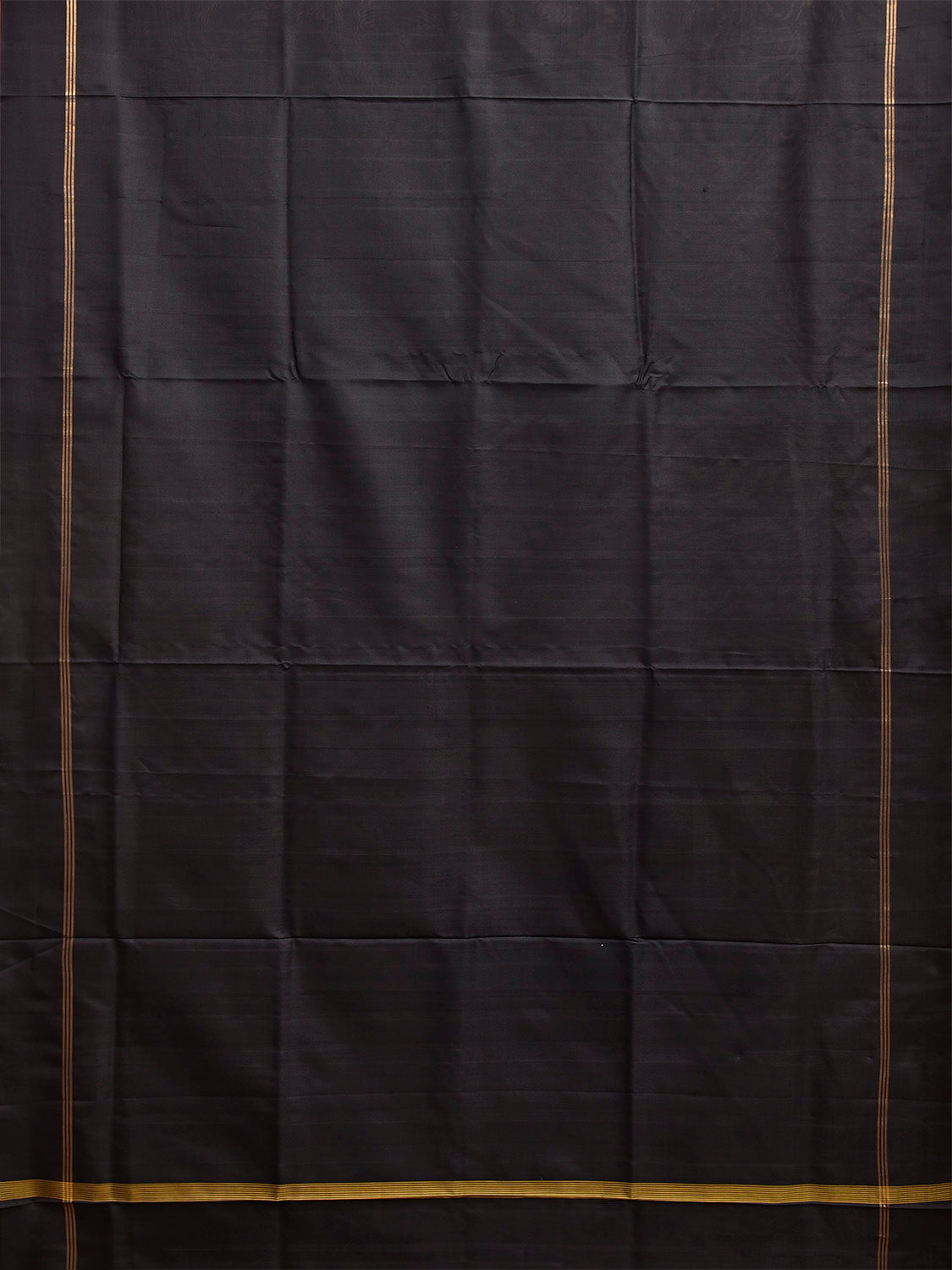 Black Uppada Silk Handloom Plain Saree with Small Zari Border Design u2503