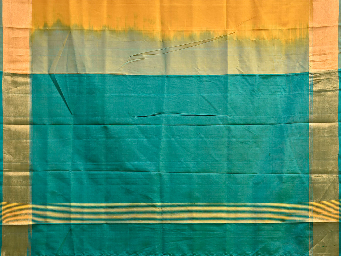 Yellow and Green Uppada Silk Handloom Plain Saree with Contrast Pallu Design u2504