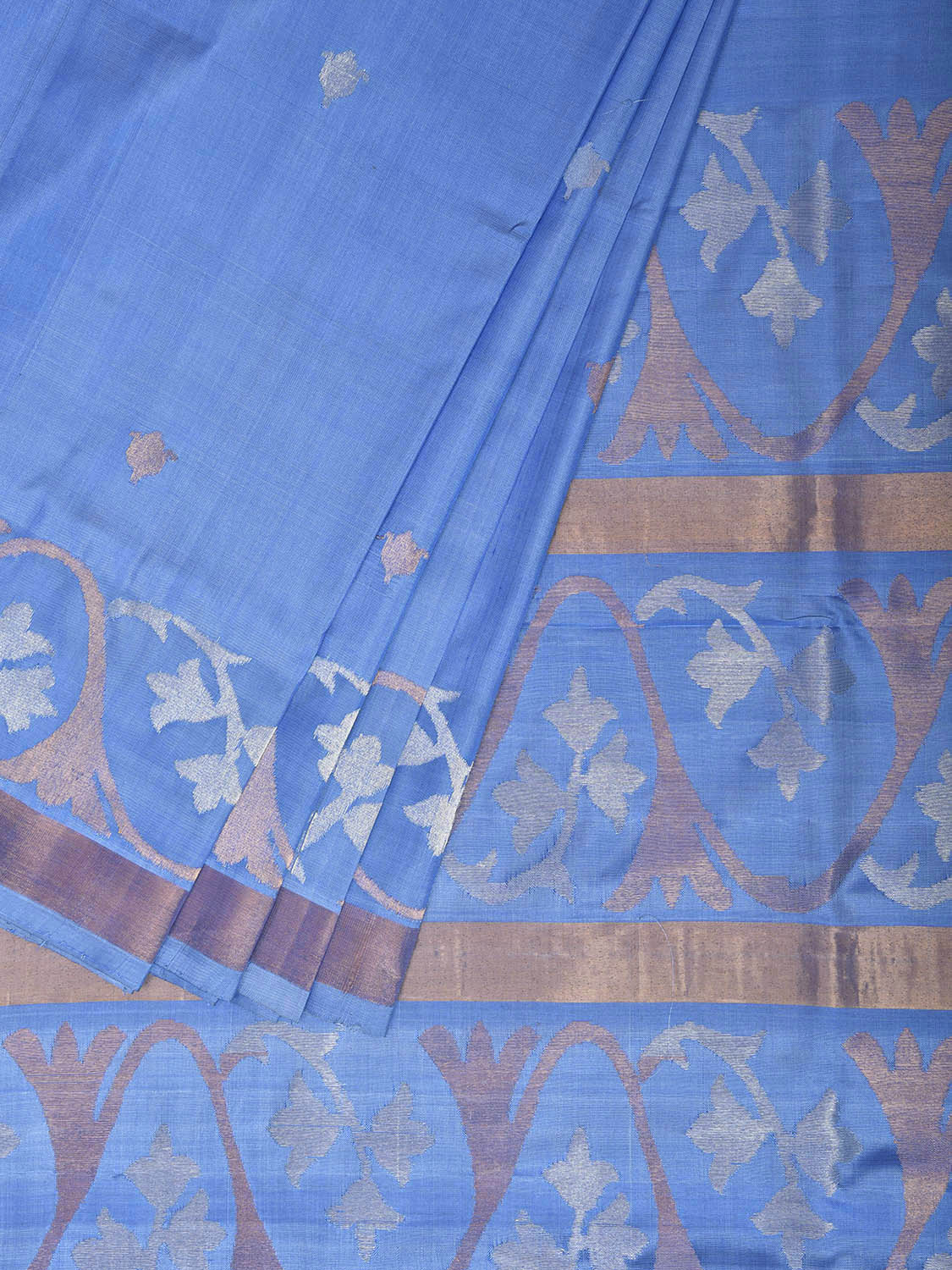 Blue Uppada Silk Handloom Saree with Border and Pallu Design u2510