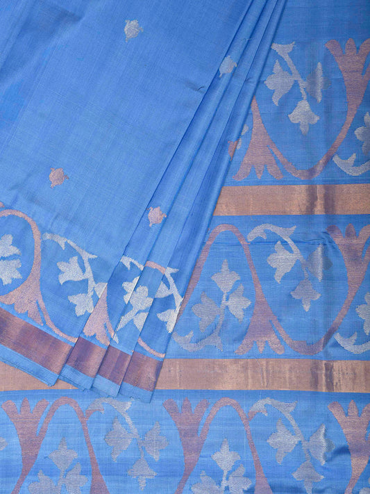 Blue Uppada Silk Handloom Saree with Border and Pallu Design u2510