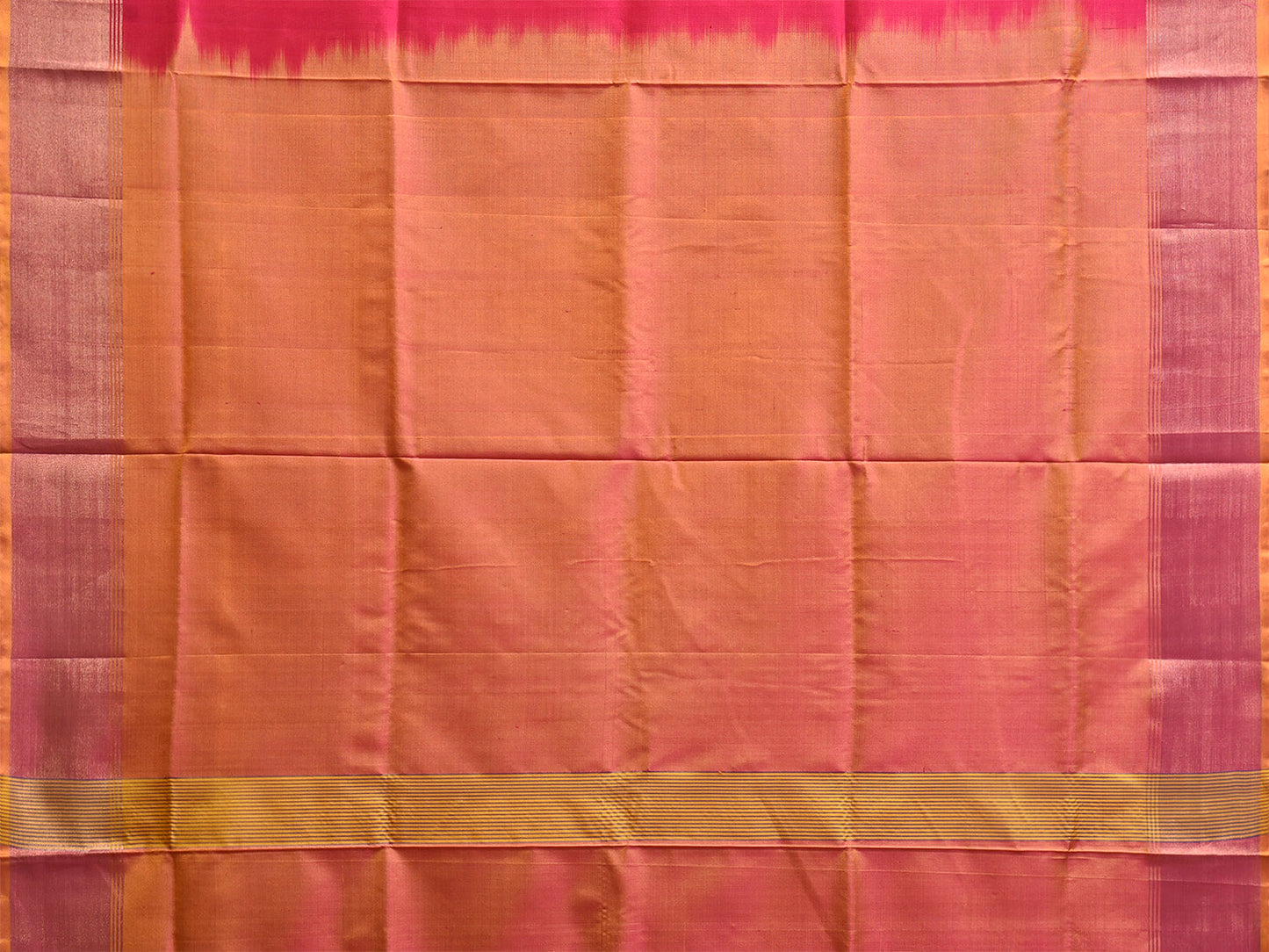 Pink and Orange Uppada Silk Handloom Plain Saree with Contrast Pallu Design u2513