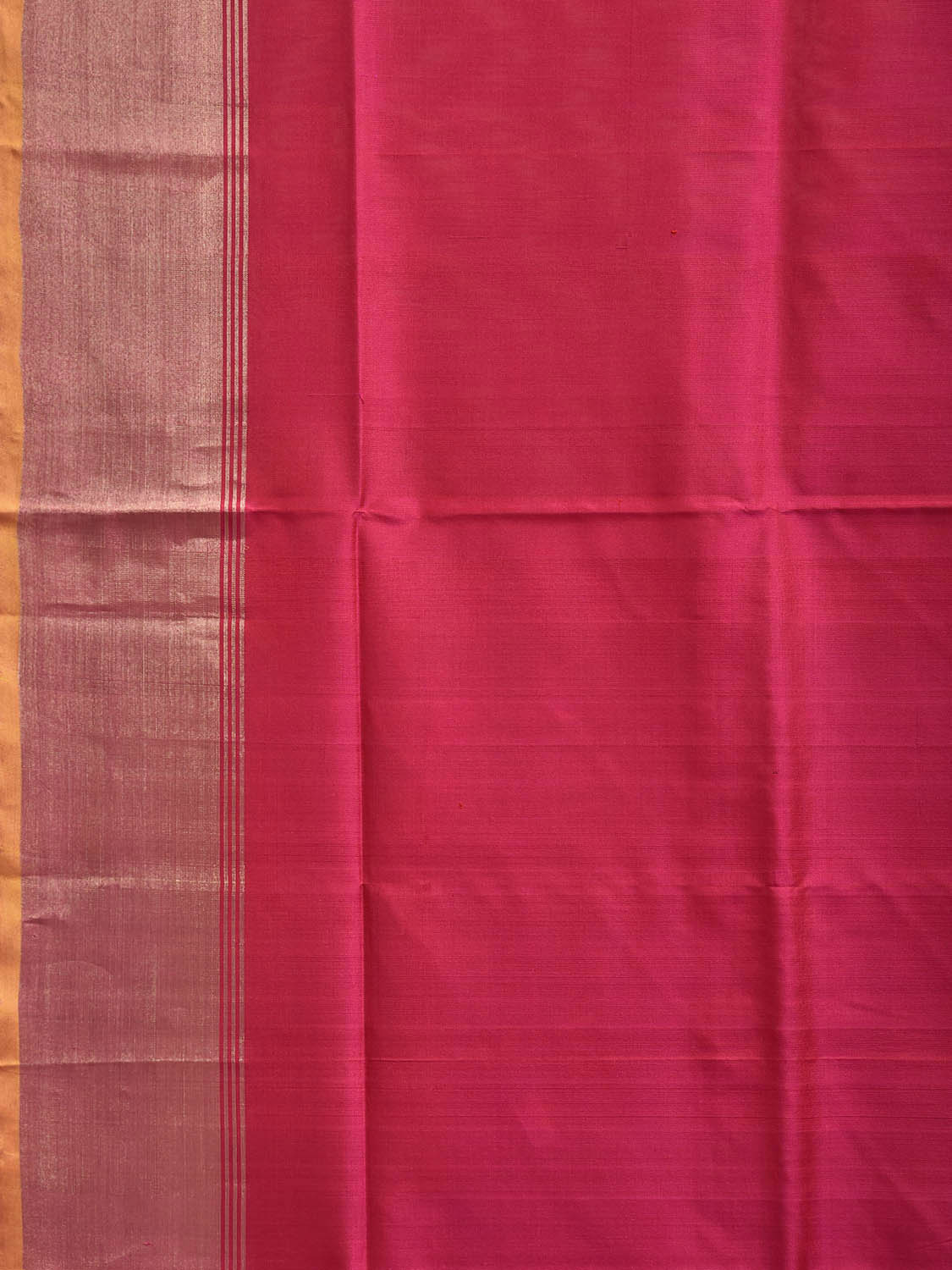 Pink and Orange Uppada Silk Handloom Plain Saree with Contrast Pallu Design u2513
