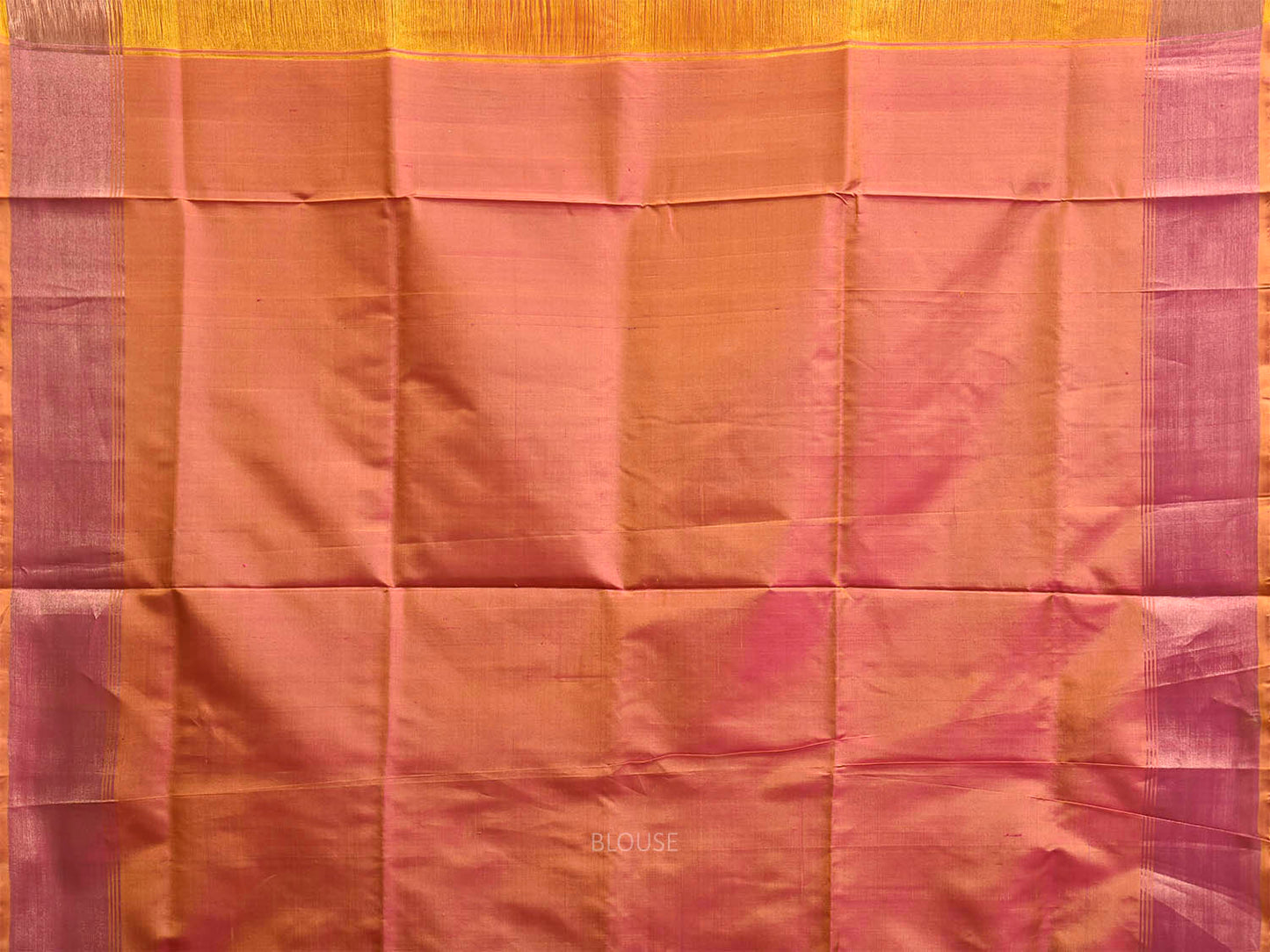 Pink and Orange Uppada Silk Handloom Plain Saree with Contrast Pallu Design u2513
