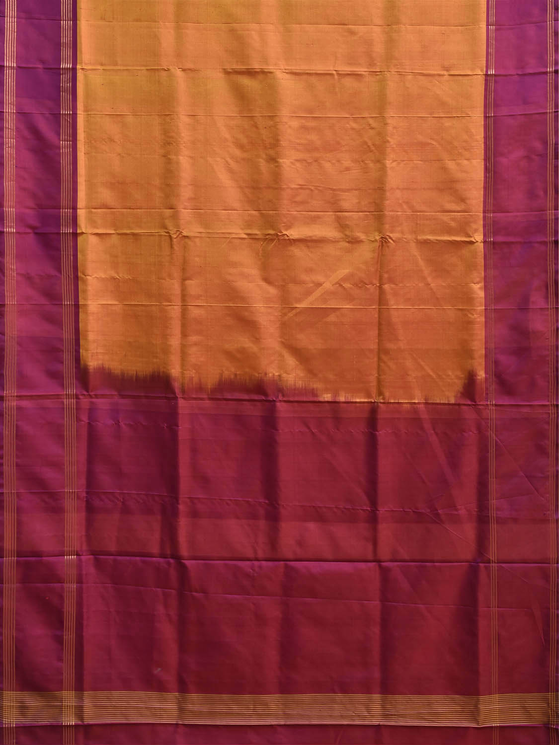 Orange and Purple Uppada Silk Handloom Plain Saree with Contrast Pallu Design u2515