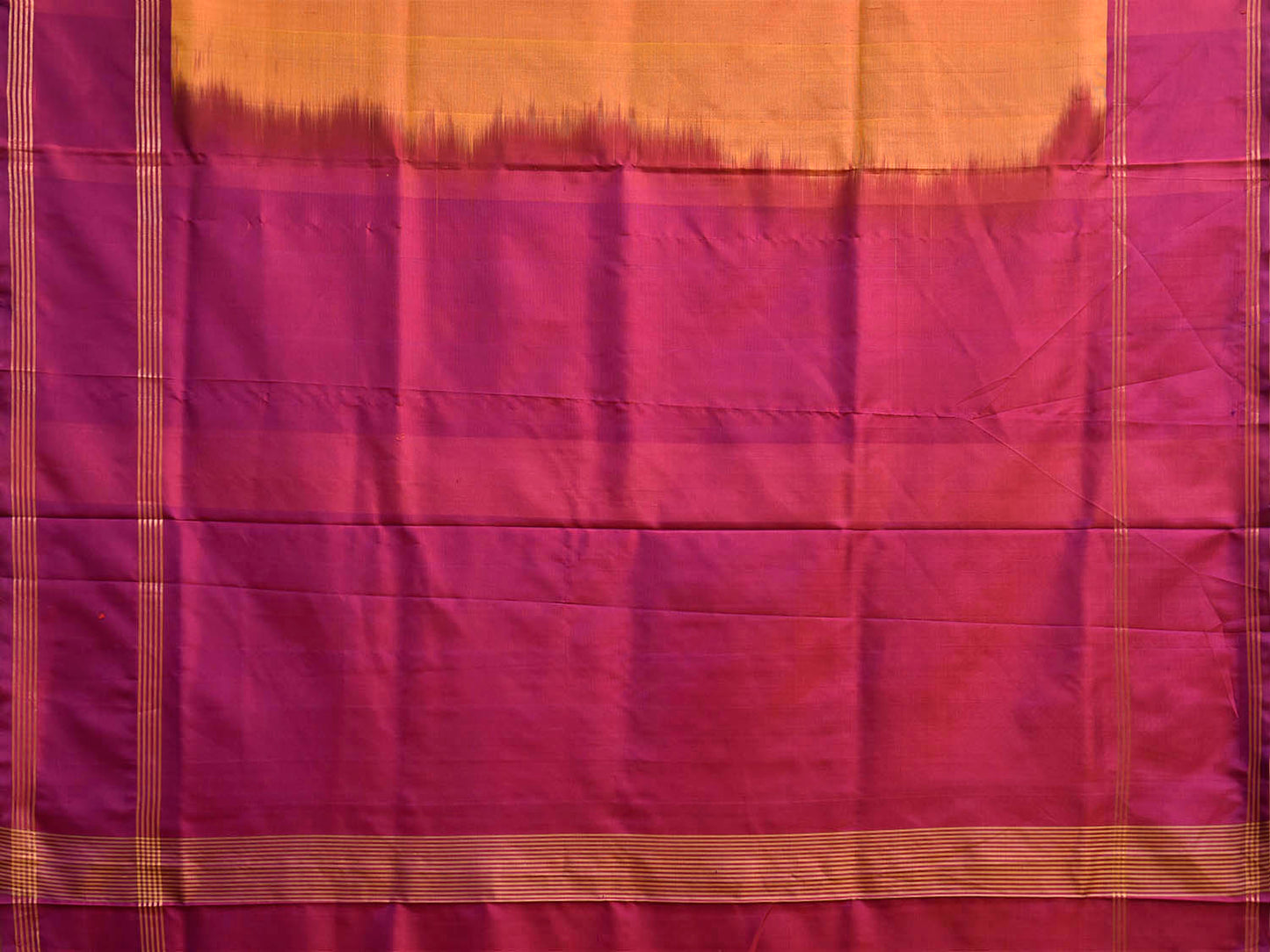 Orange and Purple Uppada Silk Handloom Plain Saree with Contrast Pallu Design u2515