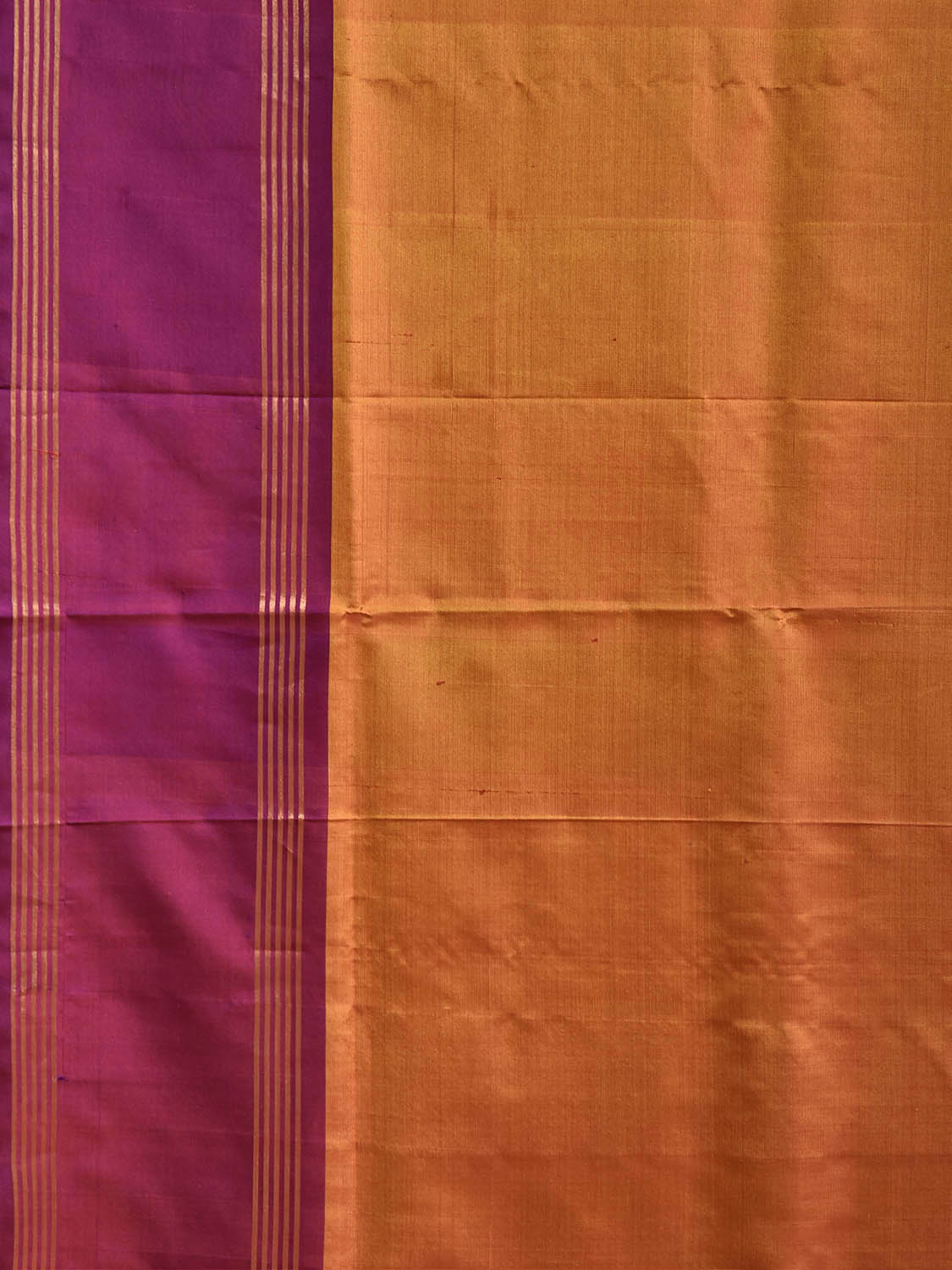 Orange and Purple Uppada Silk Handloom Plain Saree with Contrast Pallu Design u2515