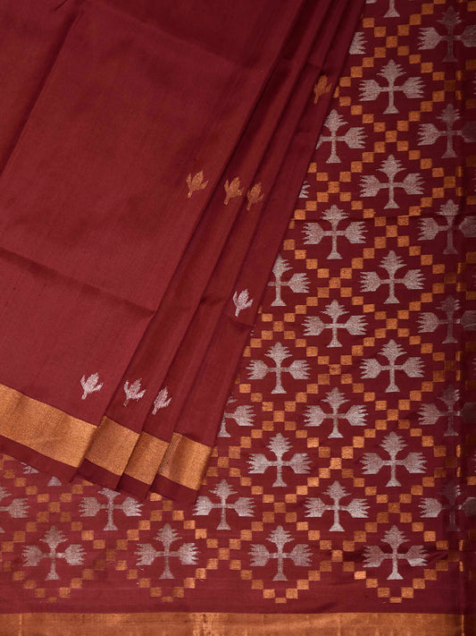Maroon Uppada Silk Handloom Saree with Jamdani Pallu Design u2517
