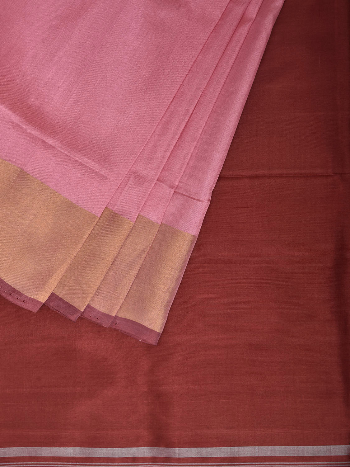 Baby Pink and Maroon Uppada Silk Handloom Plain Saree with Contrast Pallu Design u2520