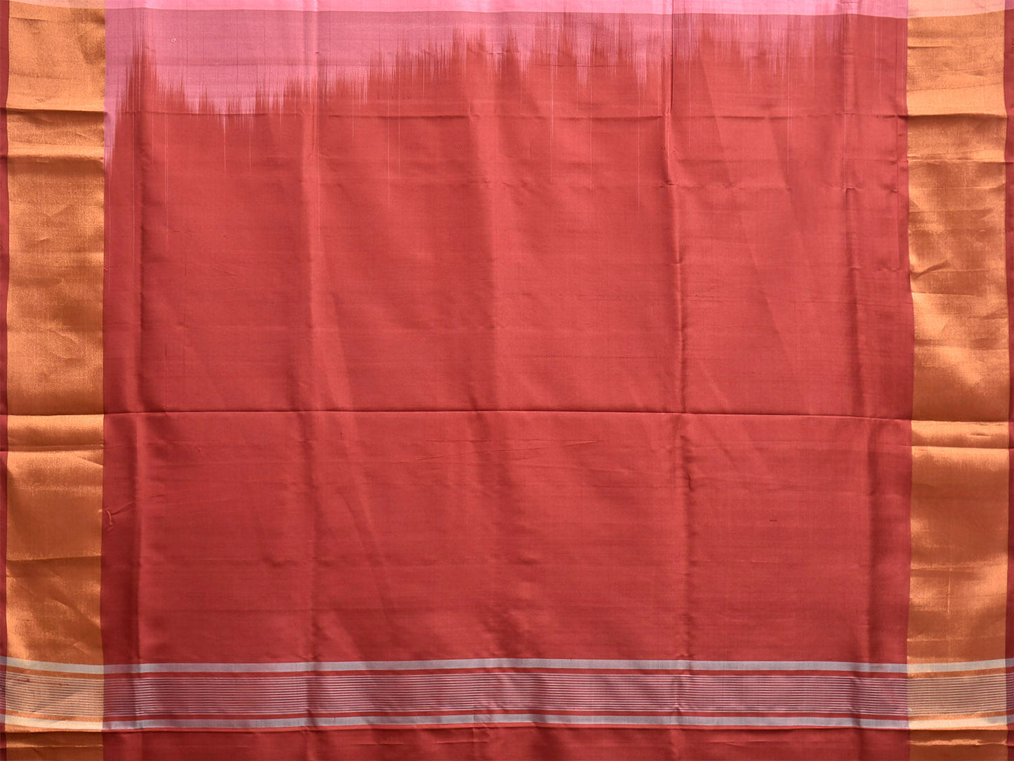 Baby Pink and Maroon Uppada Silk Handloom Plain Saree with Contrast Pallu Design u2520