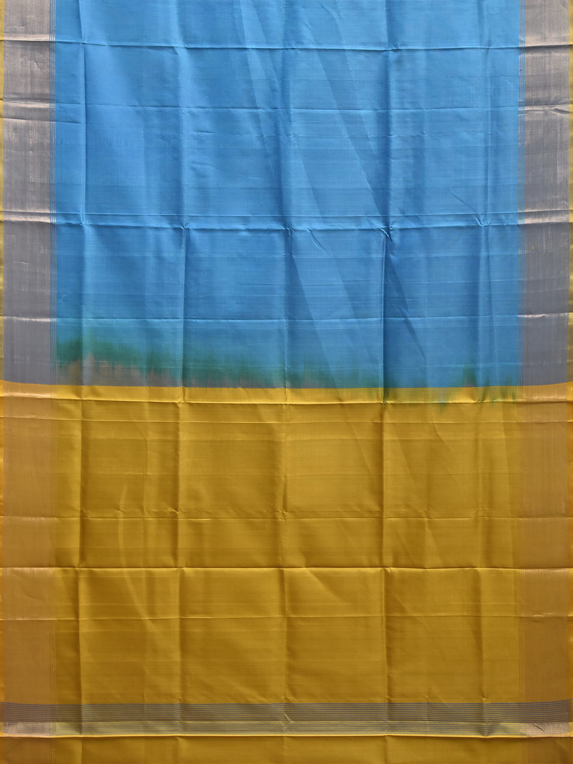 Blue and Yellow Uppada Silk Handloom Plain Saree with Contrast Pallu Design u2521