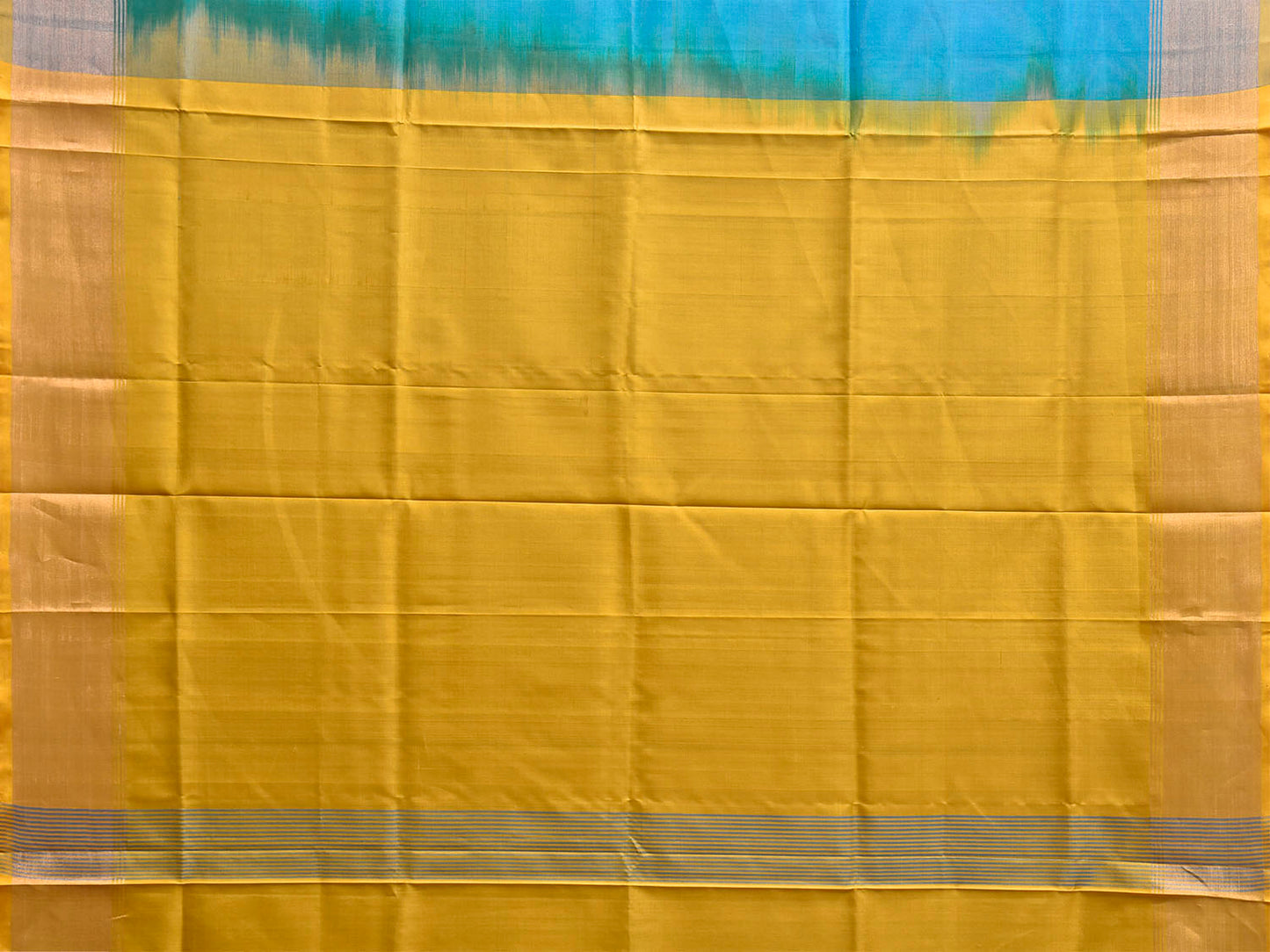 Blue and Yellow Uppada Silk Handloom Plain Saree with Contrast Pallu Design u2521