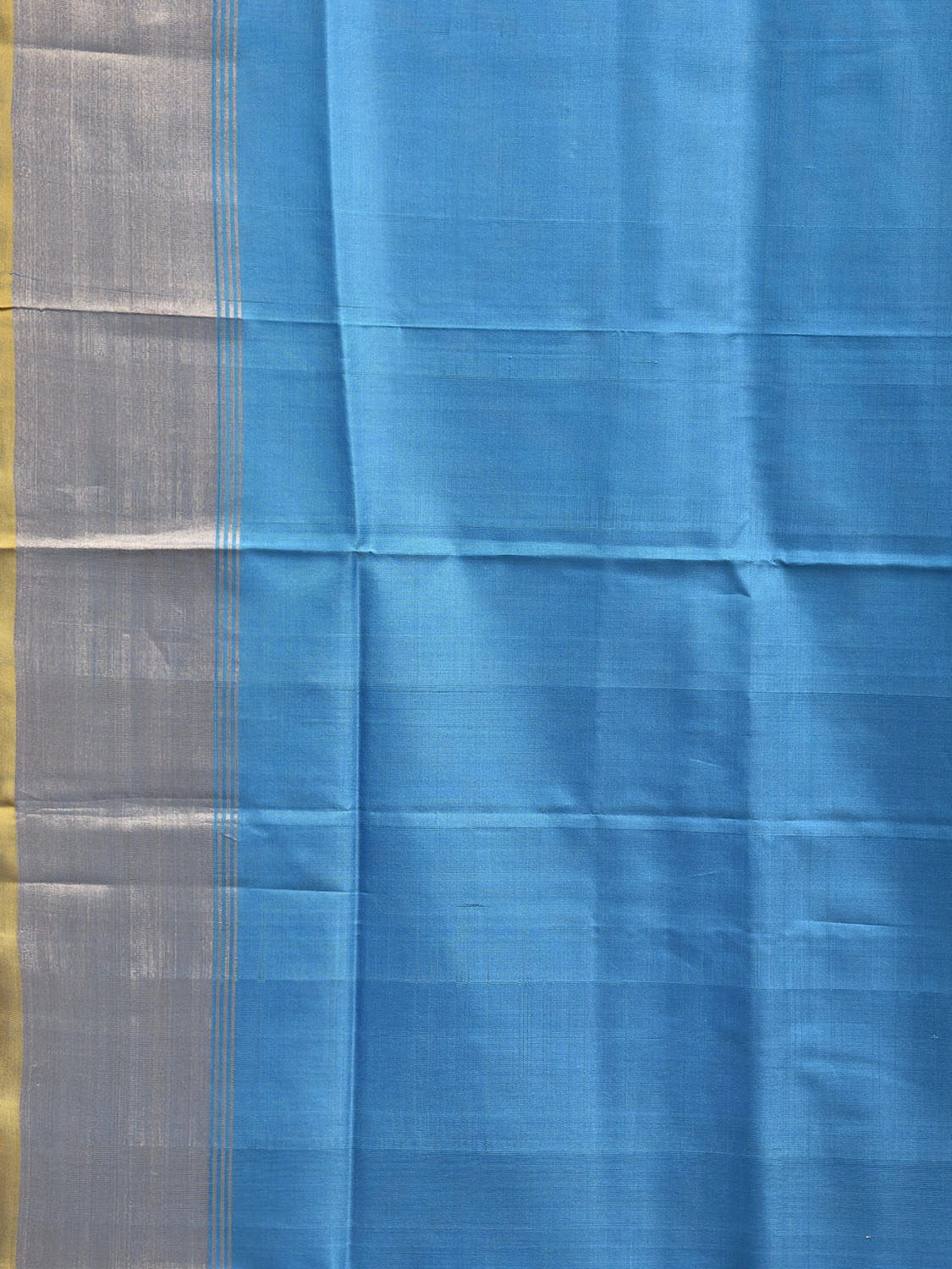 Blue and Yellow Uppada Silk Handloom Plain Saree with Contrast Pallu Design u2521