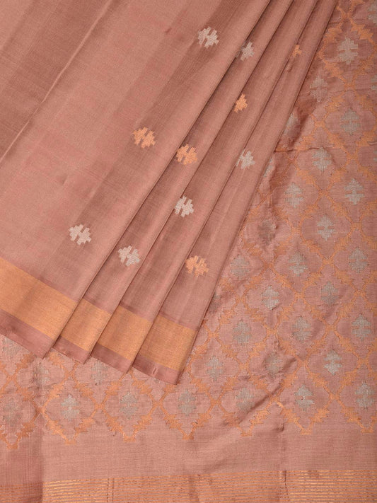 Light Fawn Uppada Silk Handloom Saree with Jamdani Pallu Design u2522