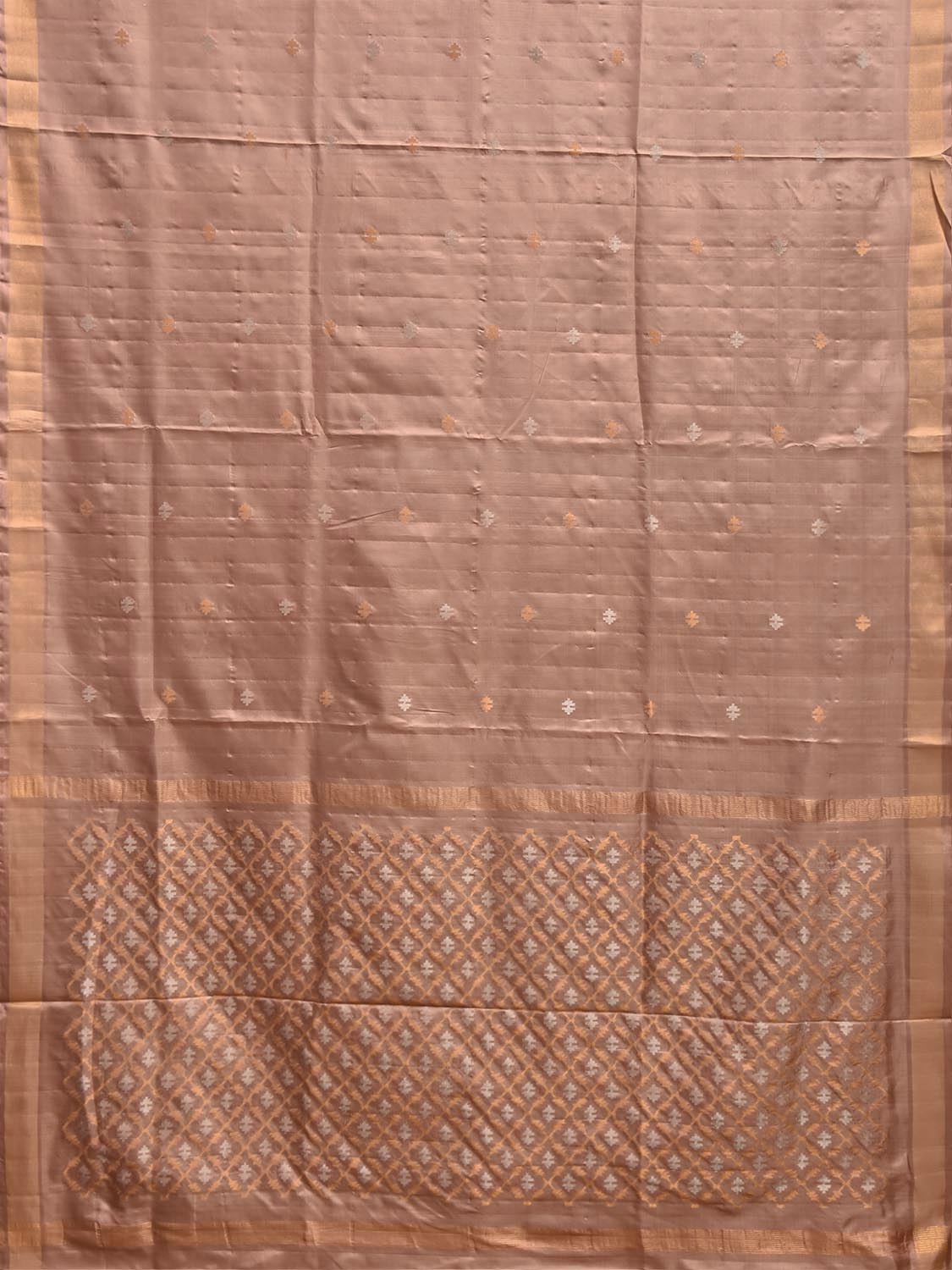 Light Fawn Uppada Silk Handloom Saree with Jamdani Pallu Design u2522