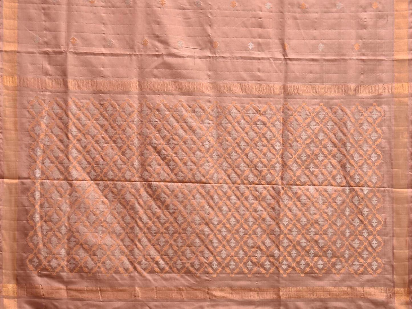 Light Fawn Uppada Silk Handloom Saree with Jamdani Pallu Design u2522