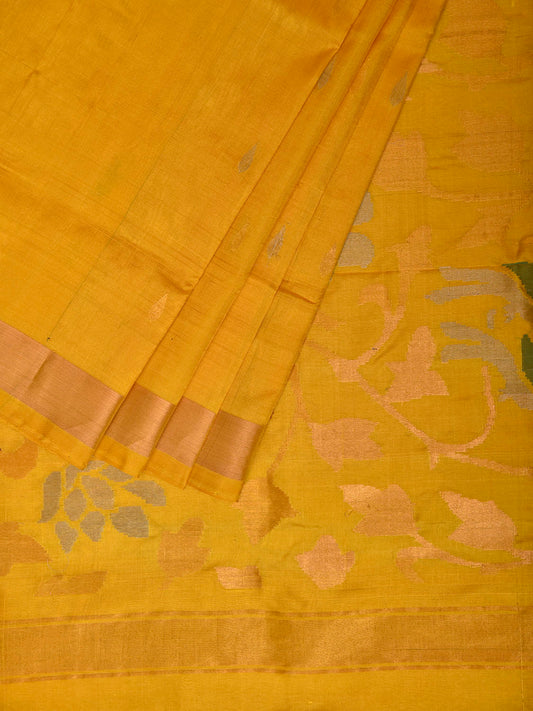 Yellow Uppada Silk Handloom Saree with Floral Pallu Design u2523