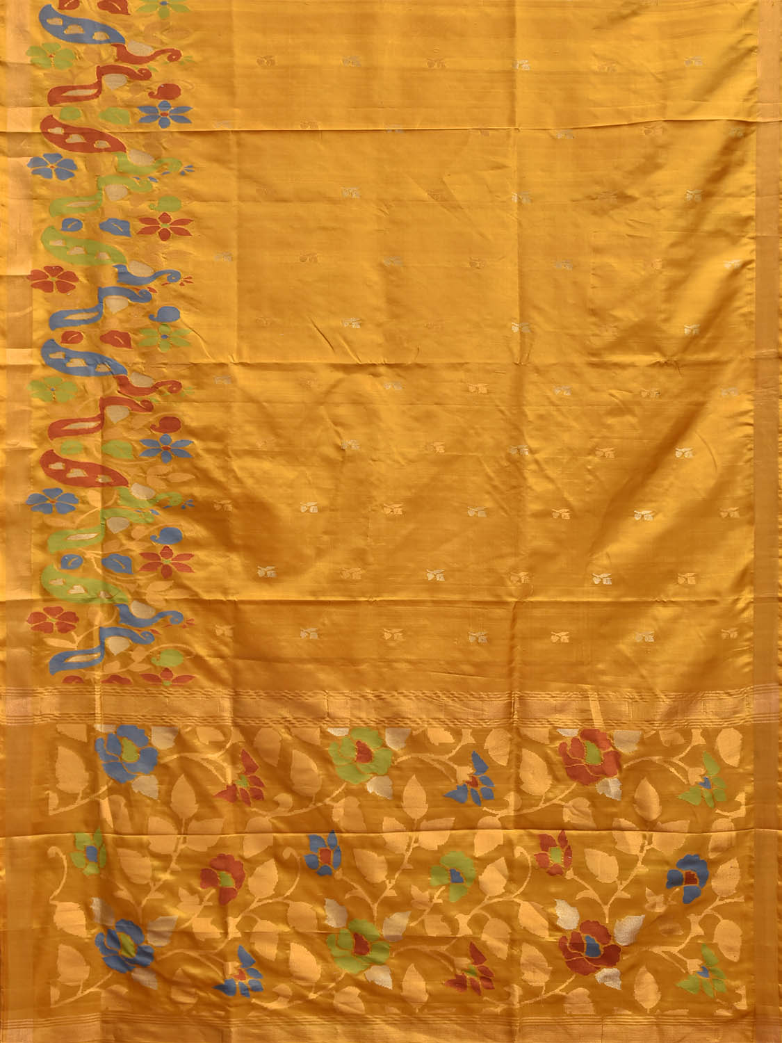 Yellow Uppada Silk Handloom Saree with One Side Peacock Border Design u2525
