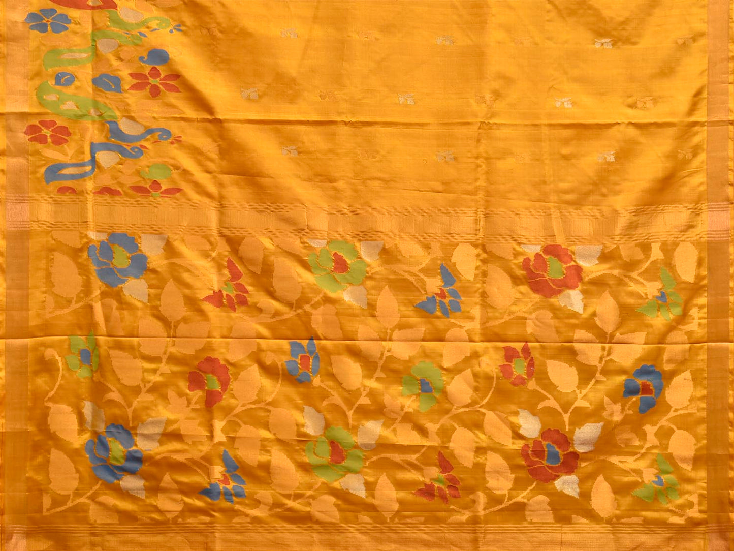 Yellow Uppada Silk Handloom Saree with One Side Peacock Border Design u2525