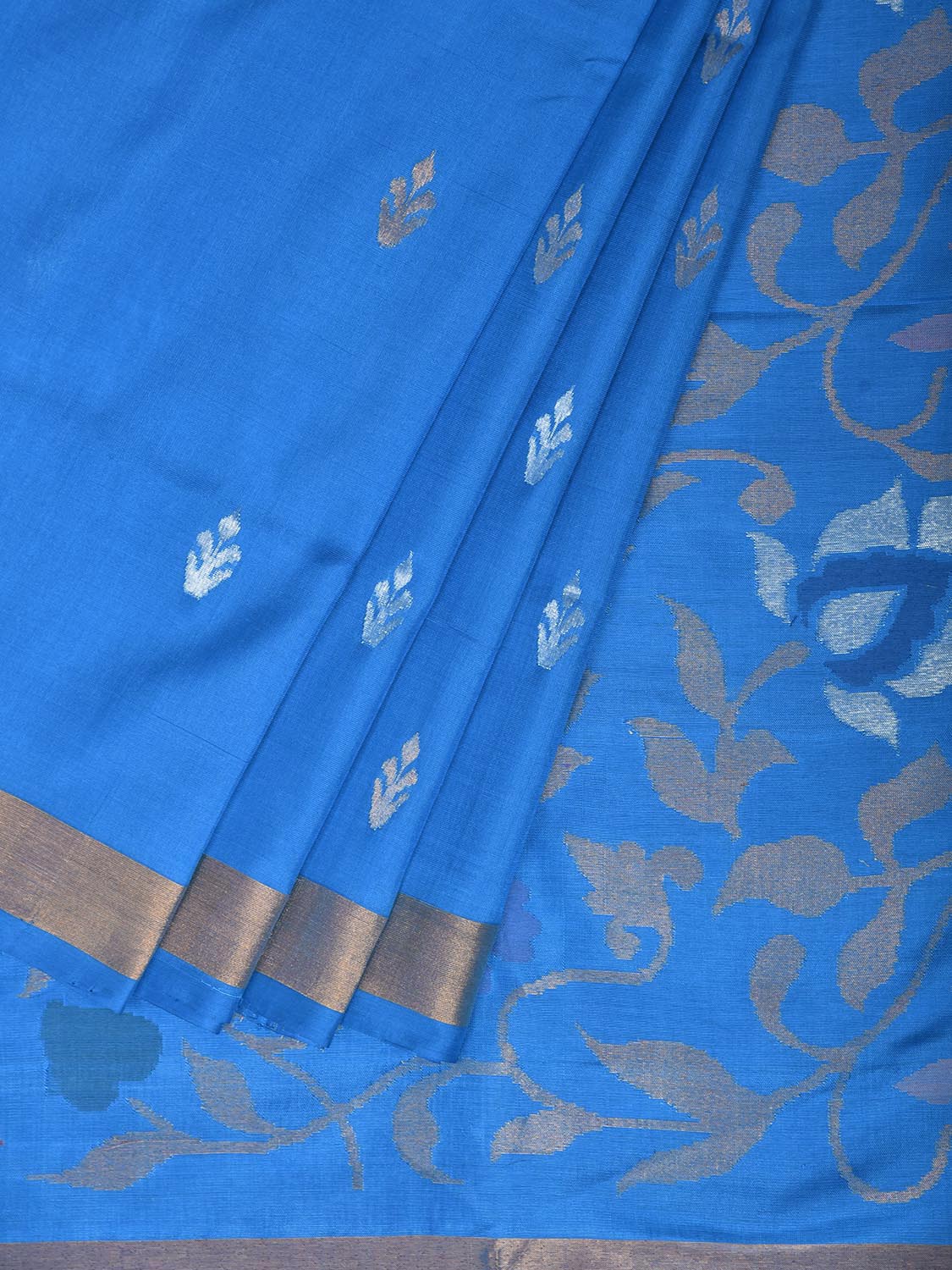 Blue Uppada Silk Handloom Saree with Floral Pallu Design u2526