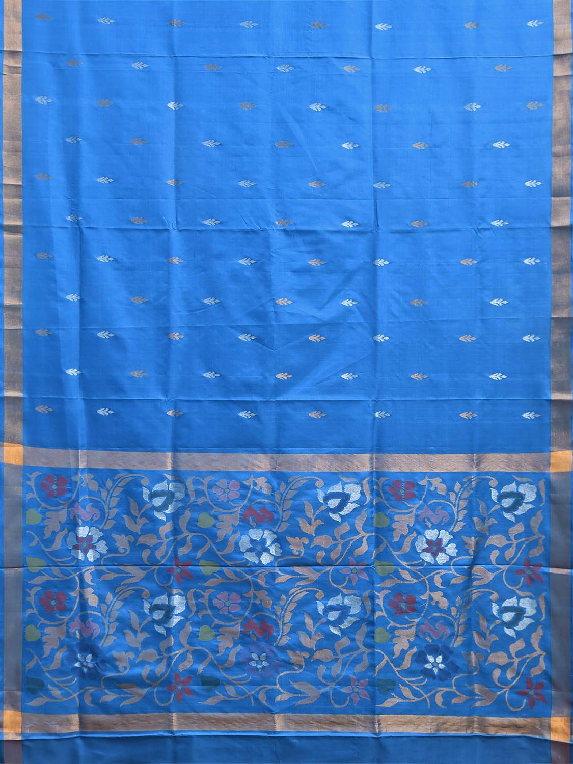 Blue Uppada Silk Handloom Saree with Floral Pallu Design u2526