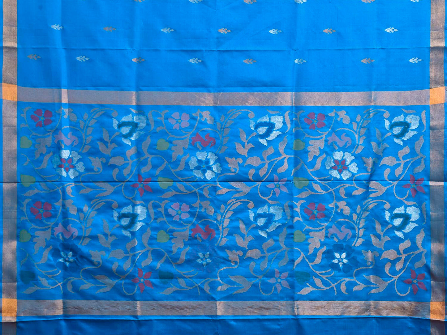 Blue Uppada Silk Handloom Saree with Floral Pallu Design u2526