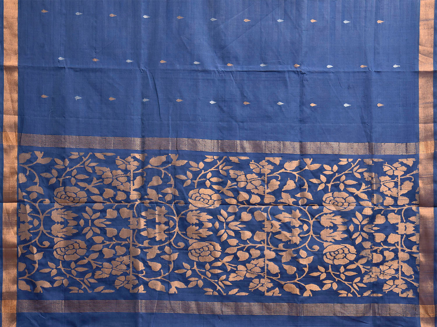 Dark Blue Uppada Cotton Handloom Saree with Floral Pallu Design u2527