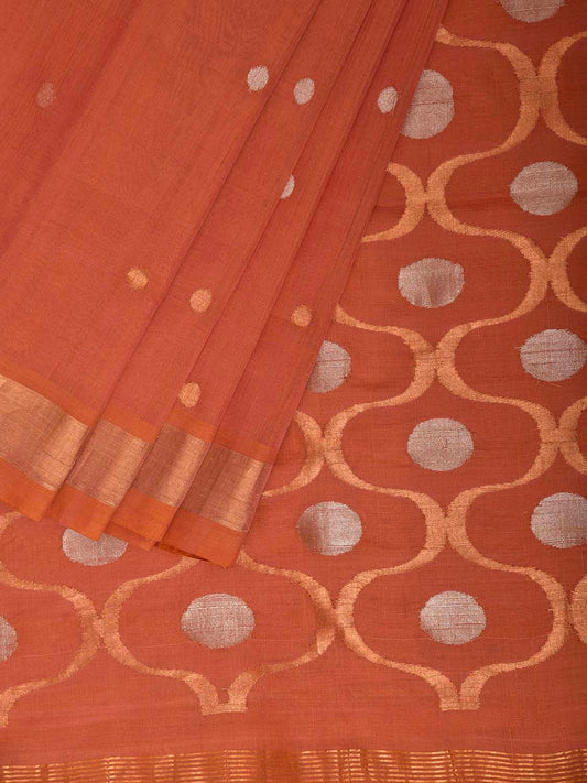 Rust Uppada Cotton Handloom Saree with Grill Pallu Design u2528