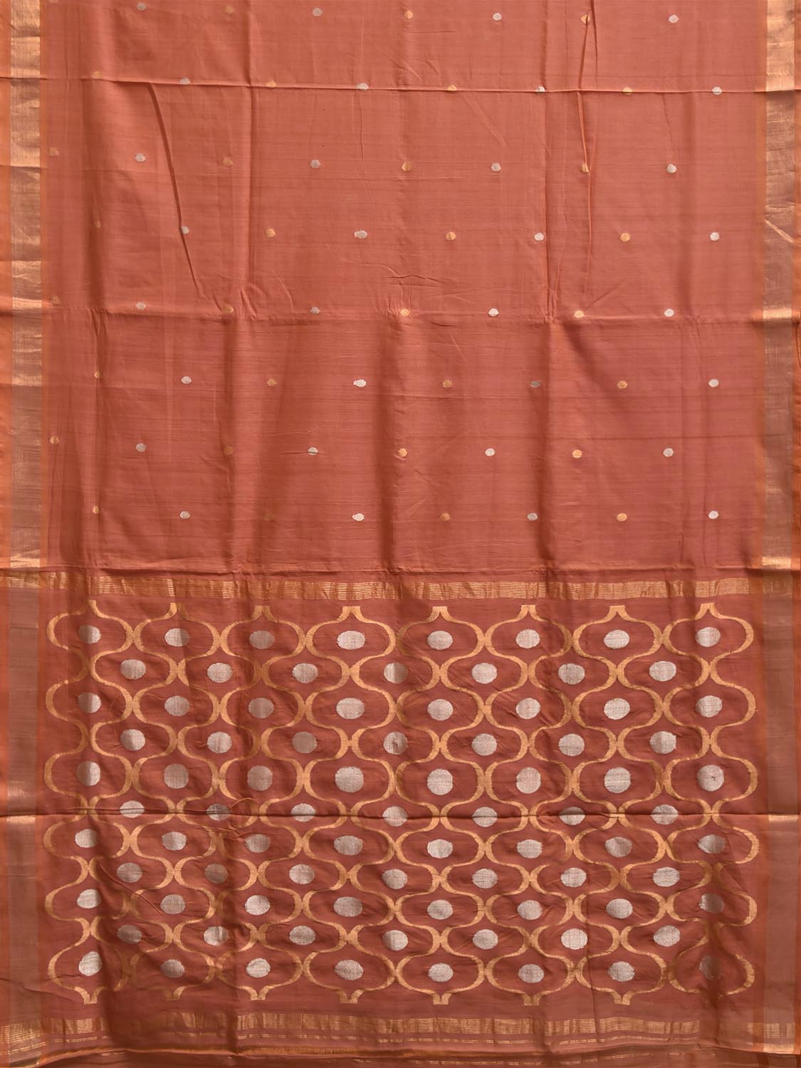 Rust Uppada Cotton Handloom Saree with Grill Pallu Design u2528
