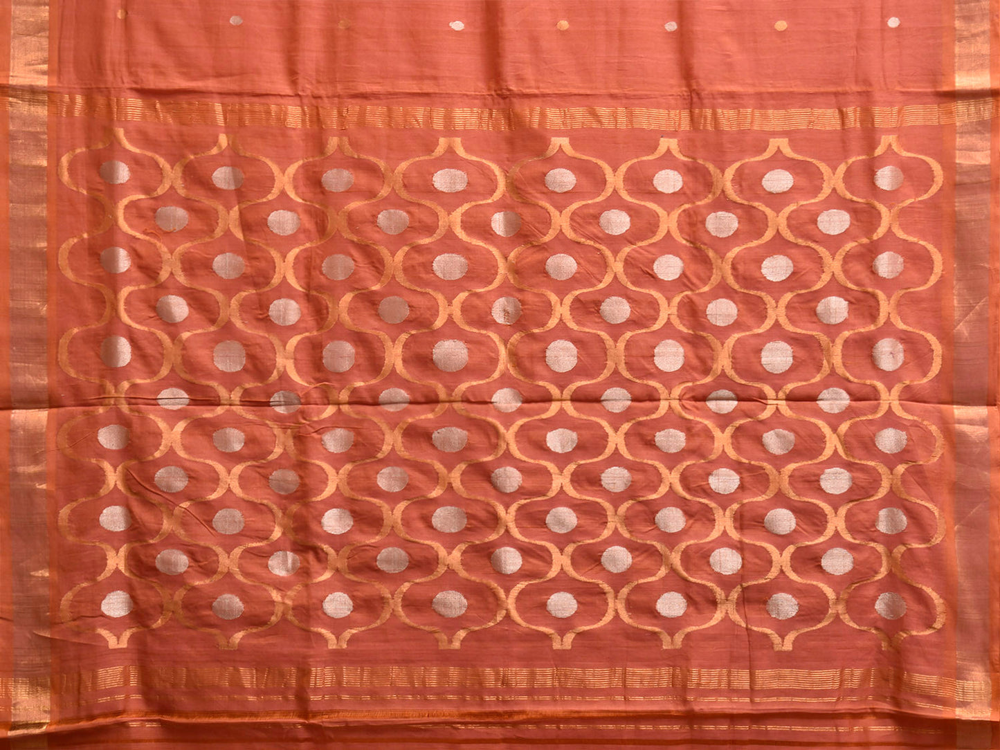 Rust Uppada Cotton Handloom Saree with Grill Pallu Design u2528