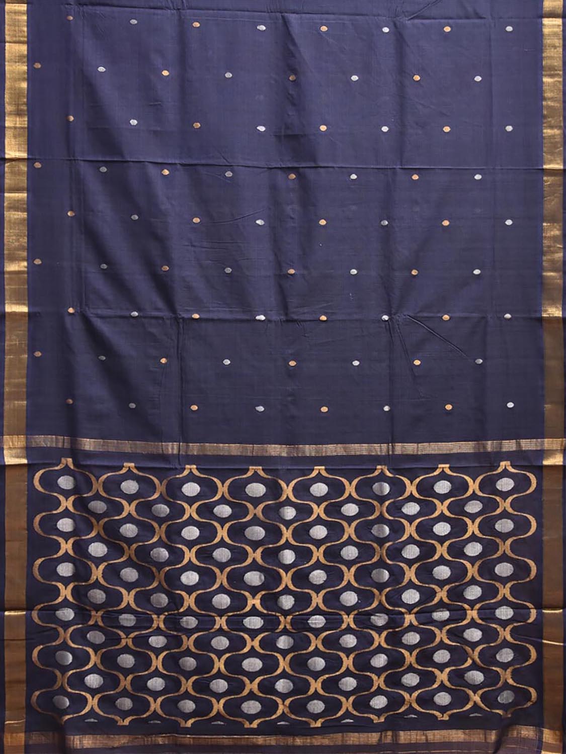 Navy Uppada Cotton Handloom Saree with Grill Pallu Design No Blouse u2529