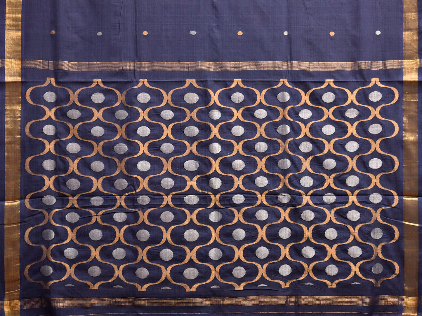 Navy Uppada Cotton Handloom Saree with Grill Pallu Design No Blouse u2529
