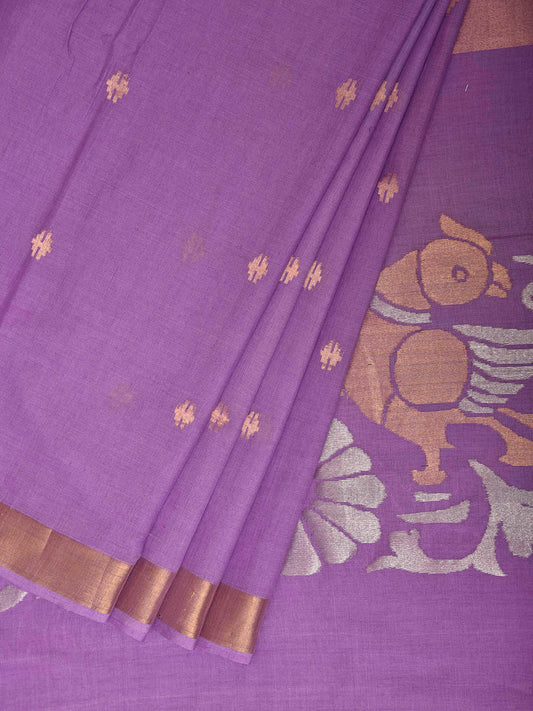 Lavender Uppada Cotton Handloom Saree with Parrots Pallu Design u2530