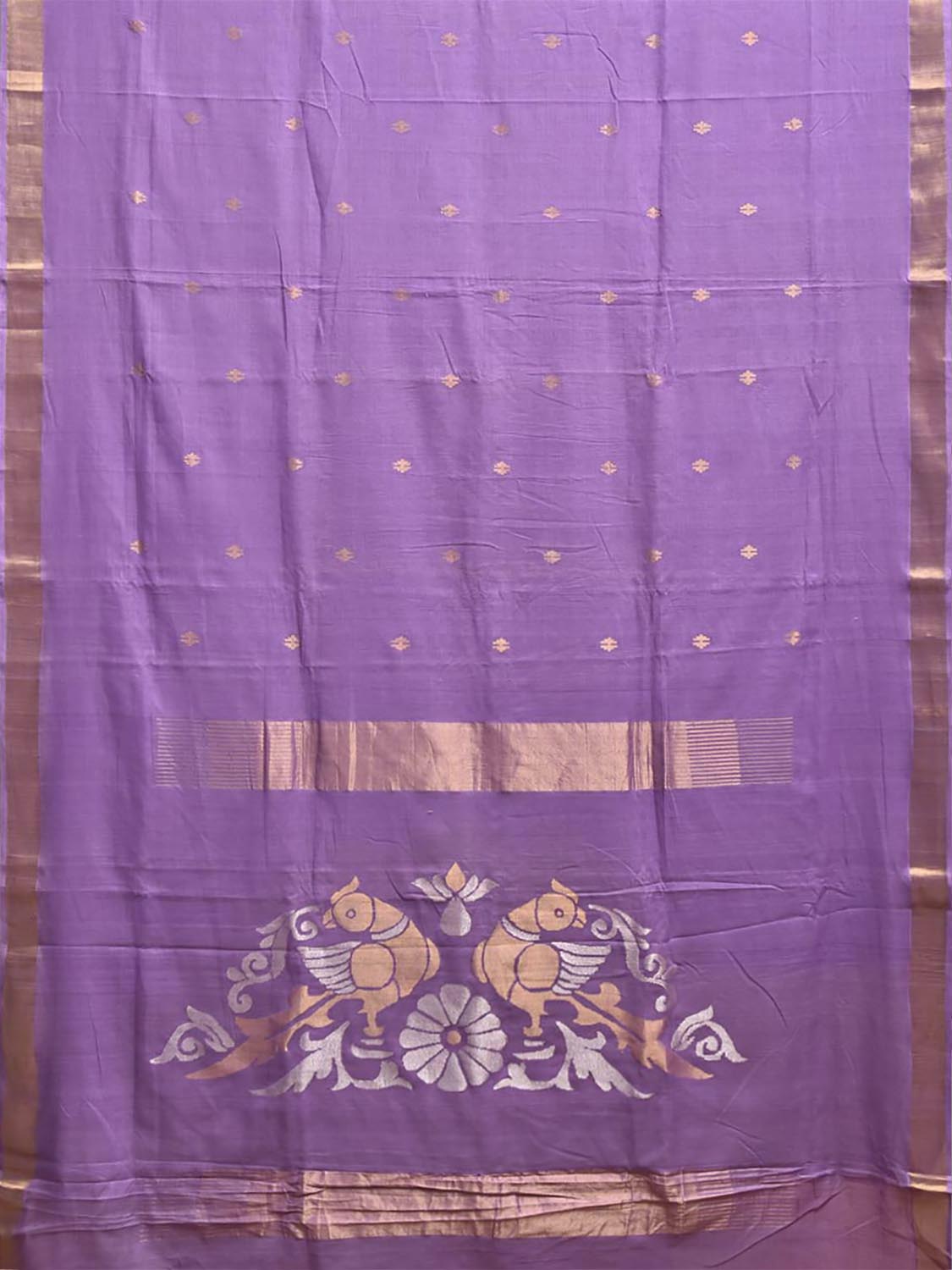 Lavender Uppada Cotton Handloom Saree with Parrots Pallu Design u2530