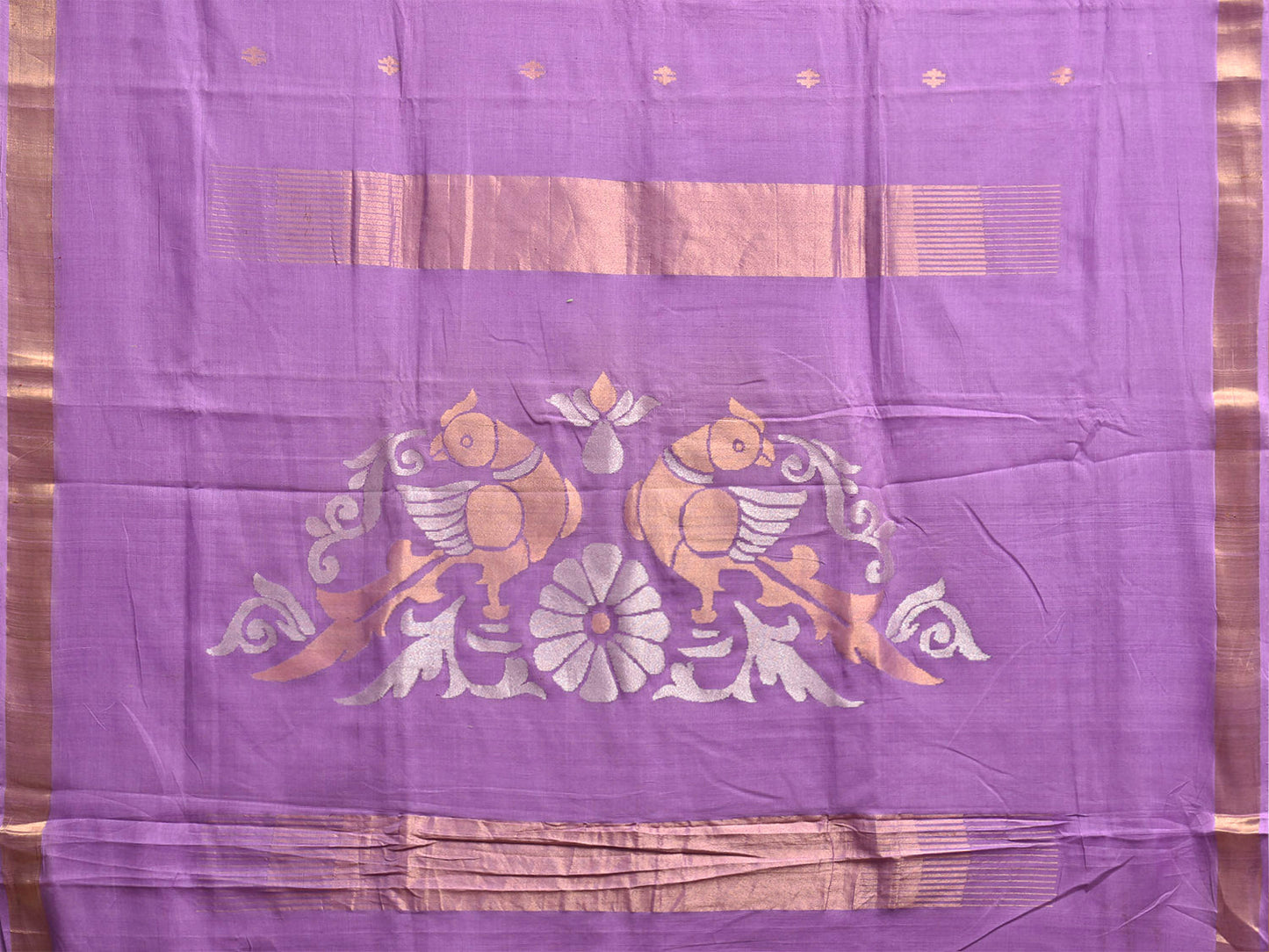 Lavender Uppada Cotton Handloom Saree with Parrots Pallu Design u2530