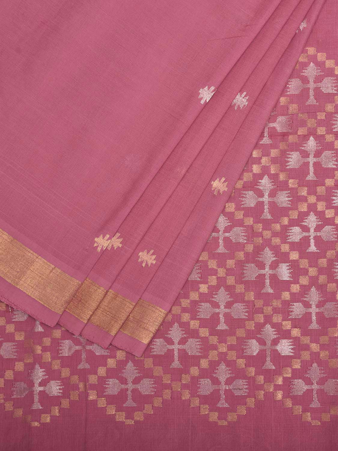 Baby Pink Uppada Cotton Handloom Saree with Jamdani Pallu Design u2531
