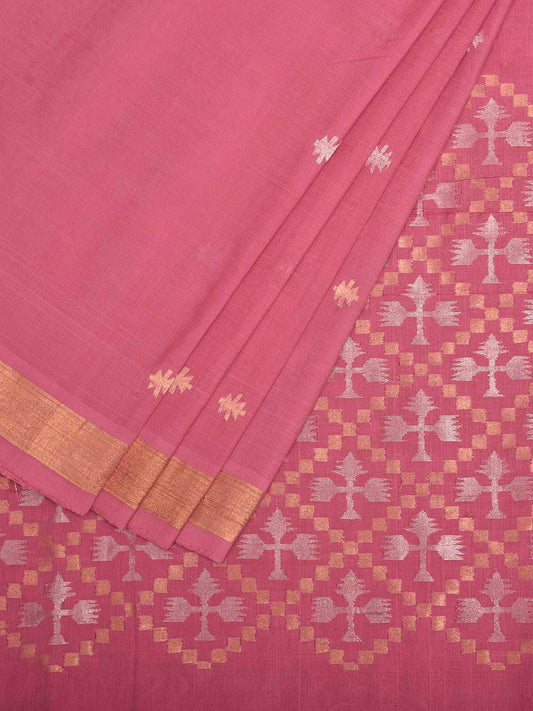 Baby Pink Uppada Cotton Handloom Saree with Jamdani Pallu Design u2531