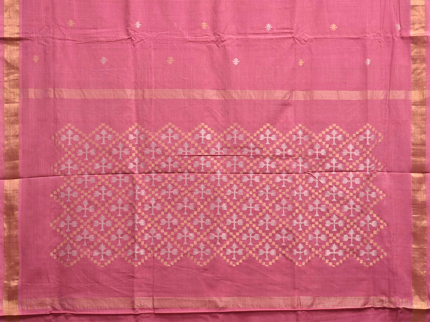 Baby Pink Uppada Cotton Handloom Saree with Jamdani Pallu Design u2531