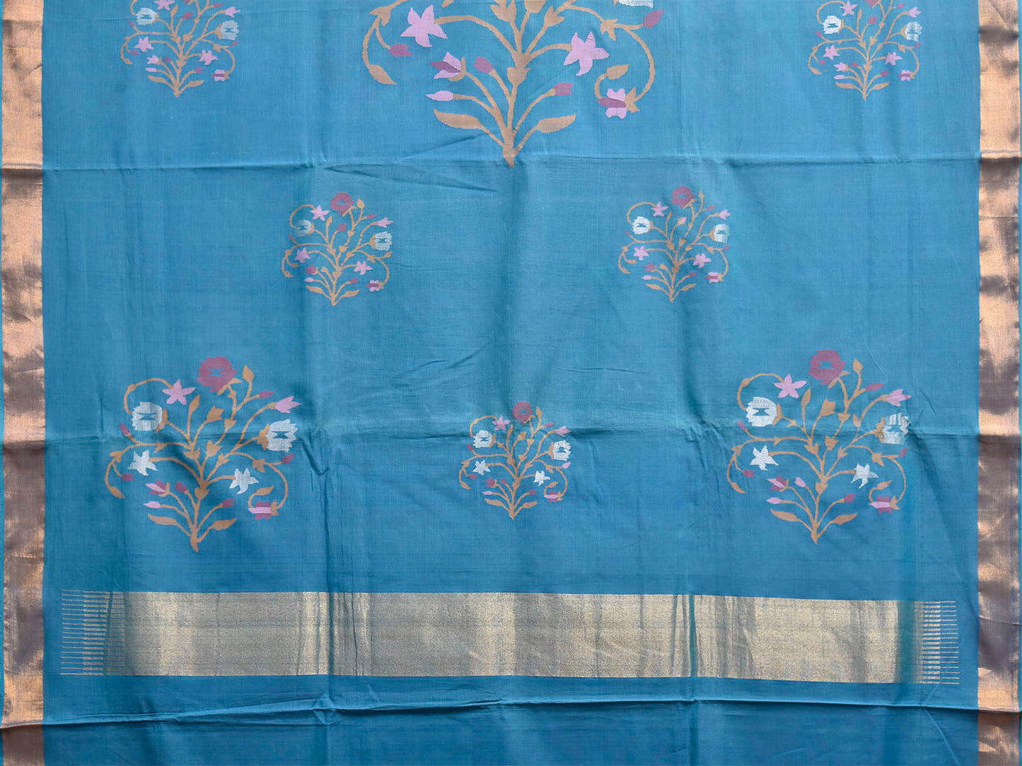 Blue Uppada Cotton Handloom Saree with Buta and Pallu Design No Blouse u2533