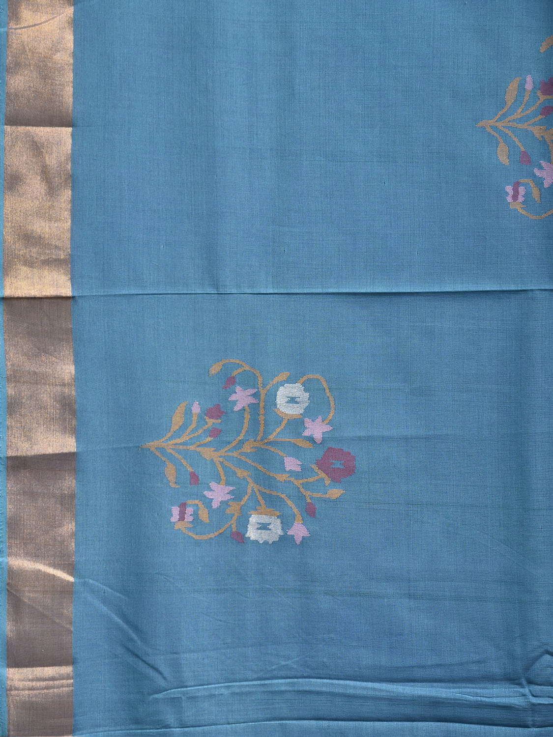 Blue Uppada Cotton Handloom Saree with Buta and Pallu Design No Blouse u2533