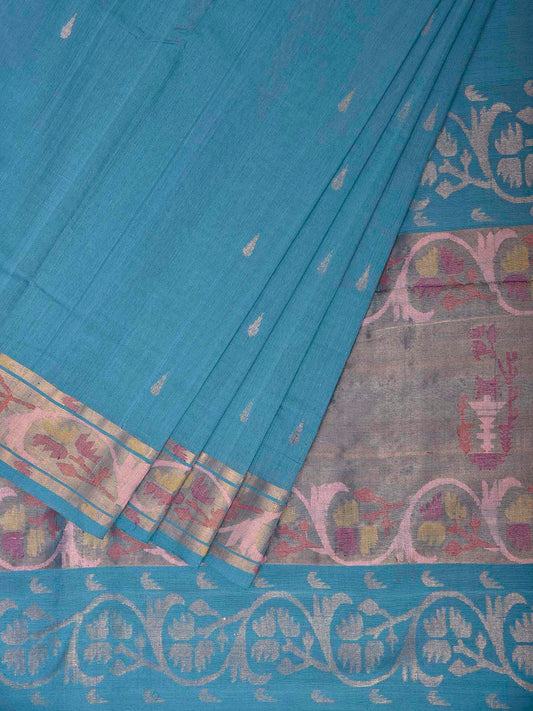 Blue Uppada Cotton Handloom Saree with Border and Pallu Design u2534