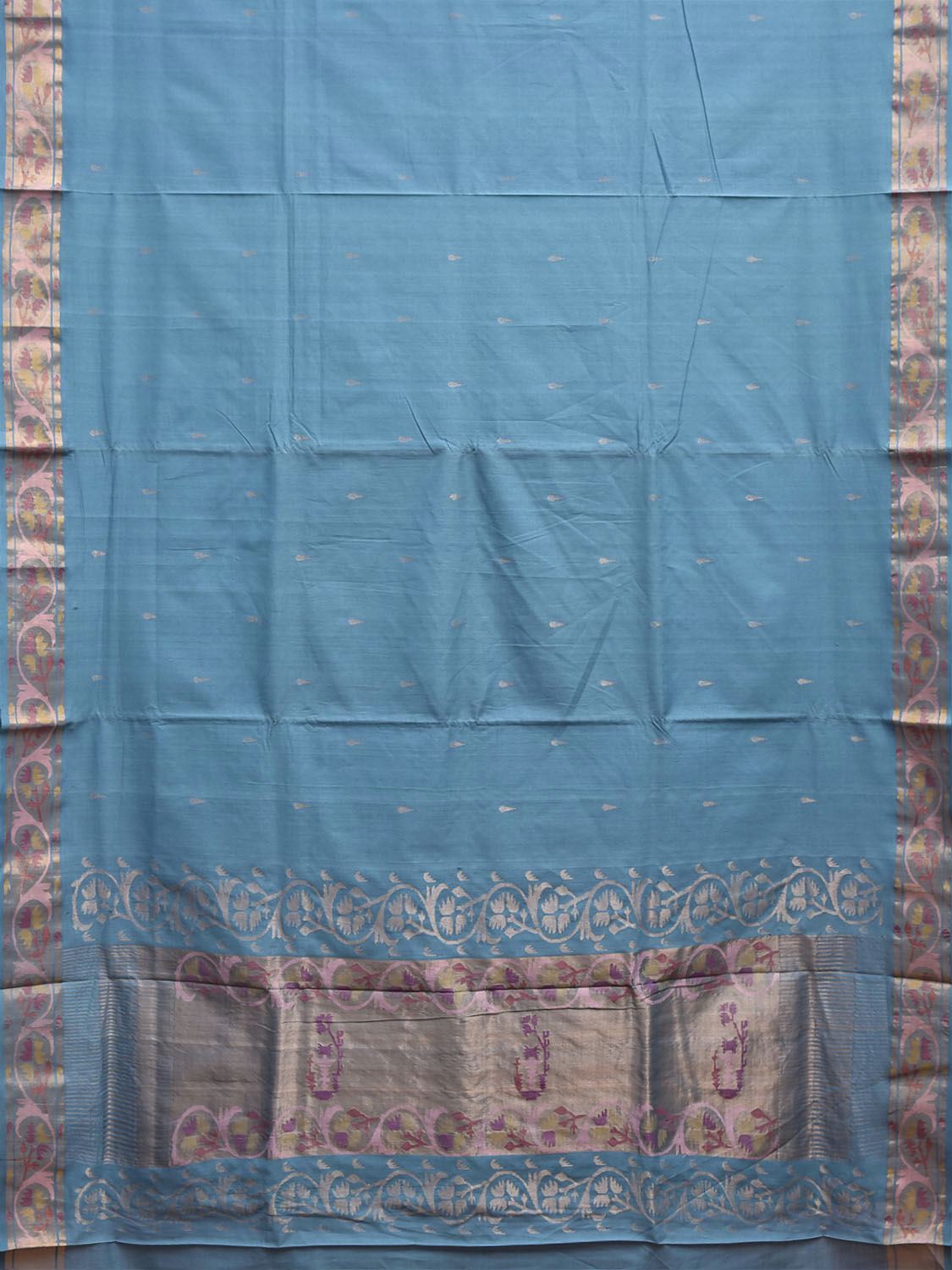 Blue Uppada Cotton Handloom Saree with Border and Pallu Design u2534