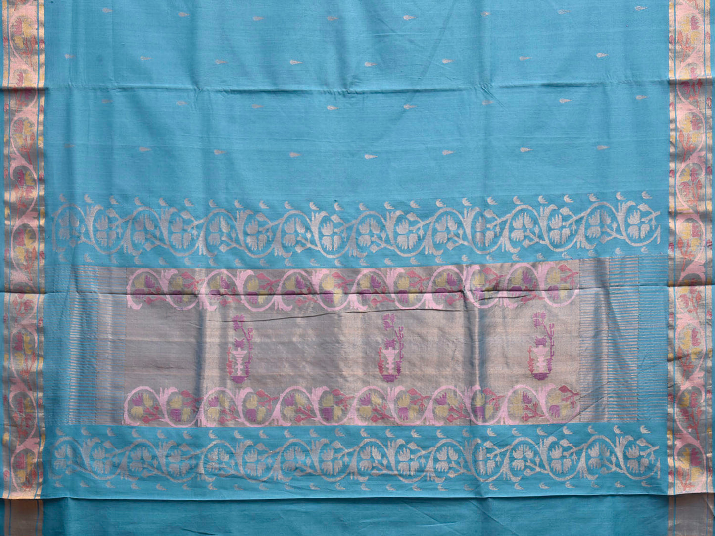 Blue Uppada Cotton Handloom Saree with Border and Pallu Design u2534