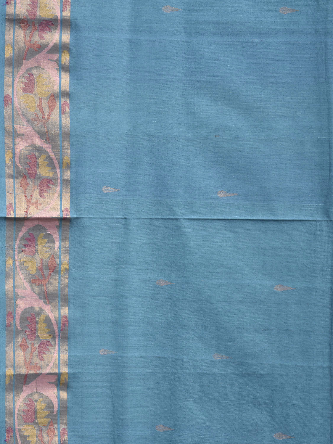 Blue Uppada Cotton Handloom Saree with Border and Pallu Design u2534