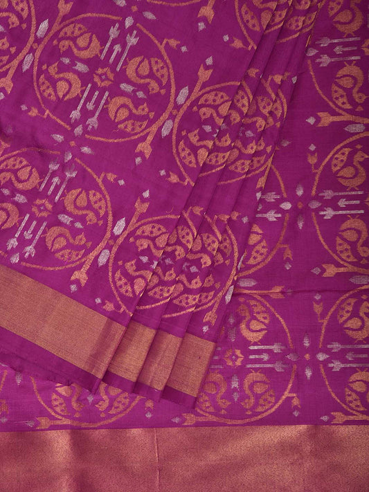 Magenta Uppada Silk Handloom Saree with All Over Bangdimore Design u2535